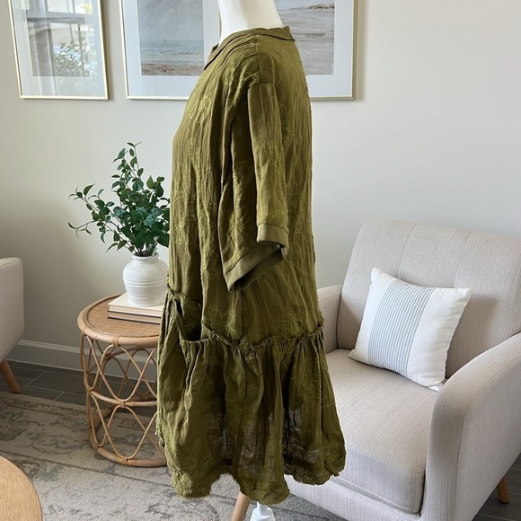 NWOT Free People Picking Petals Embroidered Mini Tunic Dress in Cardamom Seed XS - Picture 9 of 12